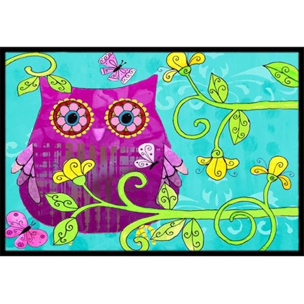 Carolines Treasures PJC1093JMAT Sittin In The Flowers Owl Indoor & Outdoor Mat; 24 x 36 in. PJC1093JMAT - main